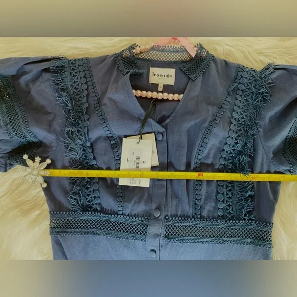 Navy Blue Lace Trim Dress - Picture 12 of 15